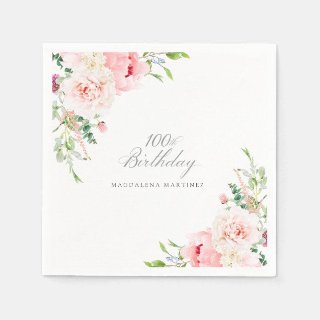 Servilleta De Papel 100.ª fiesta de cumpleaños Cocktail Personalizado  (Anverso)