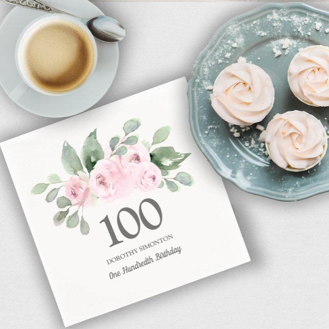 Servilleta De Papel 100.ª fiesta de cumpleaños Rosa Eucalipto (Subido por el creador)
