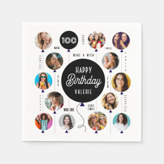 Servilleta De Papel 100.º Fotomontaje de cumpleaños