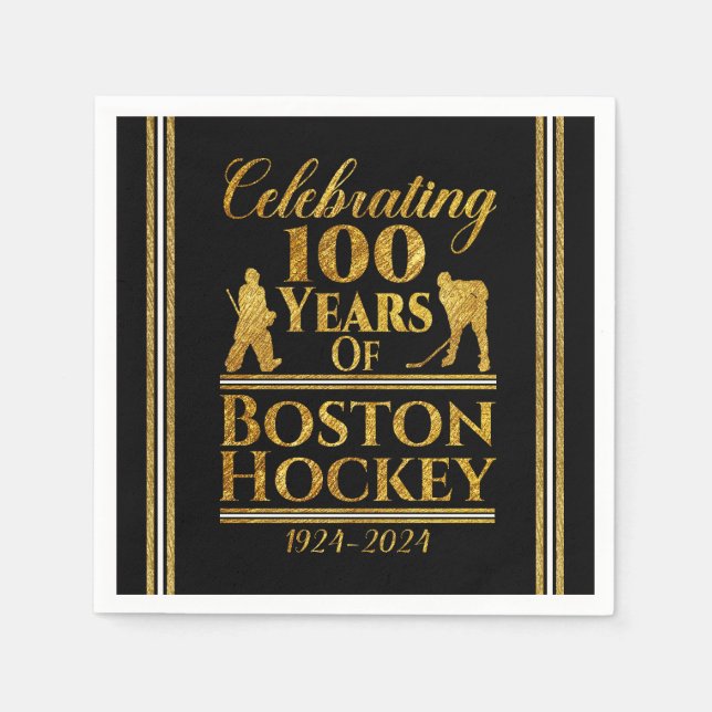 Servilleta De Papel 100 Años De Hockey De Boston (Anverso)
