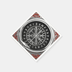 Servilleta De Papel [100] Compás rúnico mágico de plata de Vegvisir