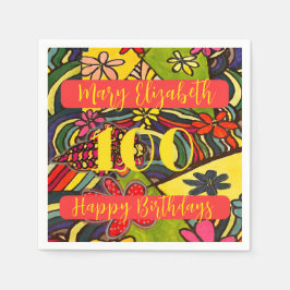 Servilleta De Papel 100 Cumpleaños Floral