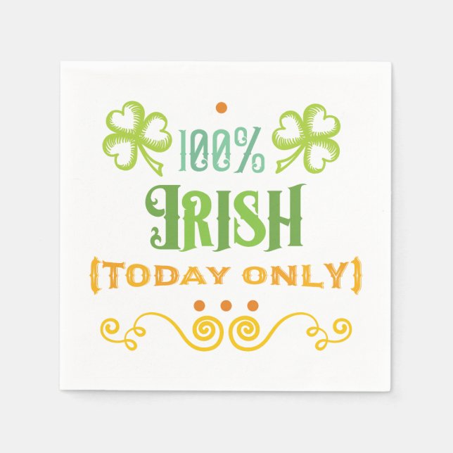 Servilleta De Papel 100% Irlandés Hoy Word Art (Anverso)