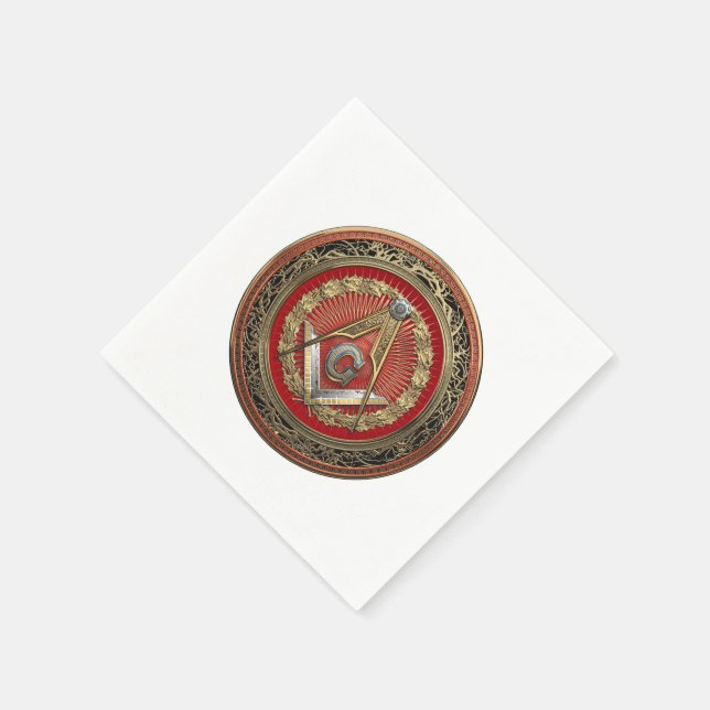Servilleta De Papel [100] Master Mason - Gold Square & Compass (Borde)