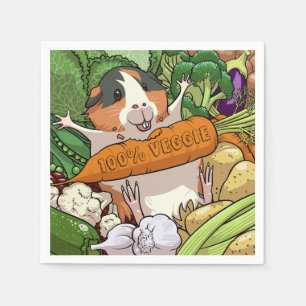 Servilleta De Papel 100% Veggie Happy Guinea Pig With Carrot