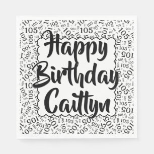 Servilleta De Papel 105 Birthday Random Number Pattern Vieiras Black