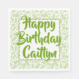 Servilleta De Papel 105 Birthday Random Number Pattern Vieiras Green