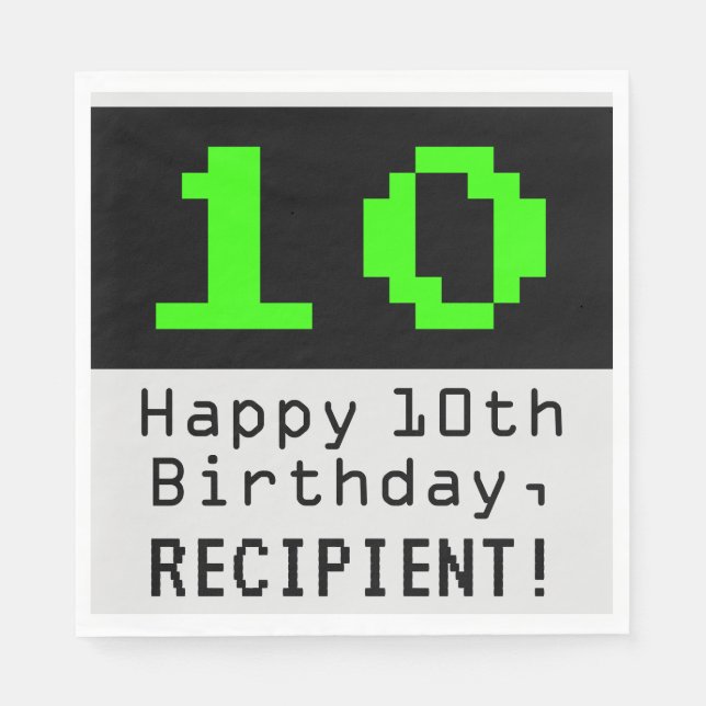 Servilleta De Papel 10.º cumpleaños - Nerdy / Geeky Style "10" y nombr (Anverso)