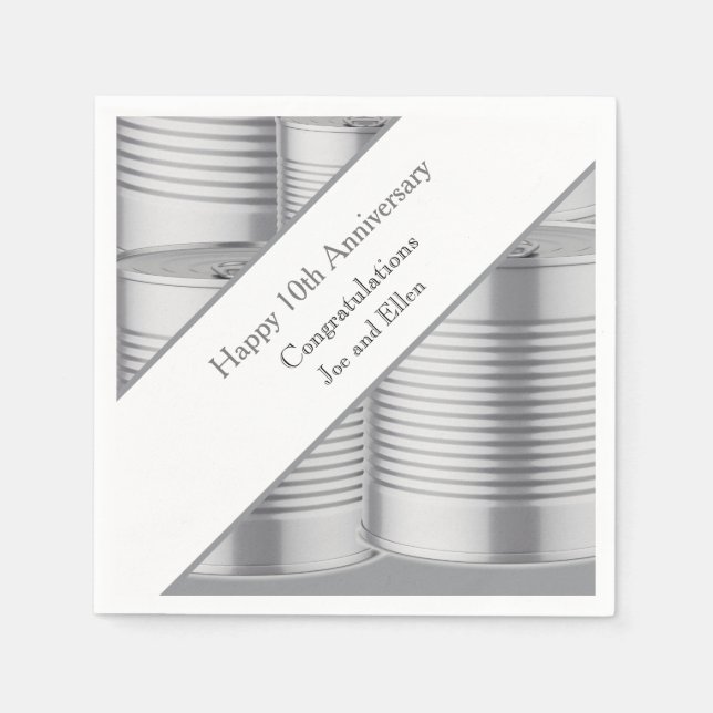 Servilleta De Papel 10th Wedding Anniversary, Tin Anniversary (Anverso)