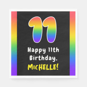Servilleta De Papel 11º cumpleaños: Espectro arcoiris # 11, nombre per