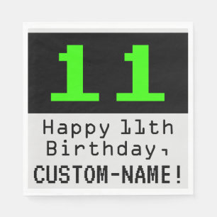 Servilleta De Papel 11º cumpleaños - Nerdy / Geeky Style "11" y nombre