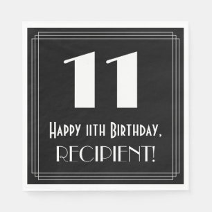 Servilleta De Papel 11 cumpleaños ~ Look "11" inspirado en Art Deco, N