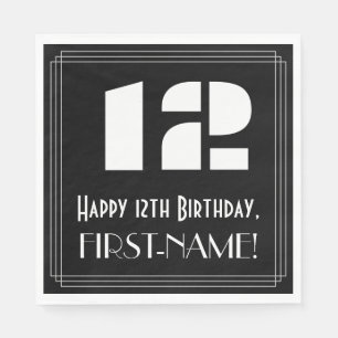 Servilleta De Papel 12º cumpleaños: Estilo Art Déco Inspirado "12" 