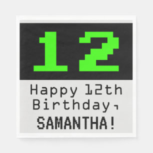 Servilleta De Papel 12º cumpleaños - Nerdy / Geeky Style "12" y nombre
