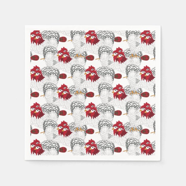 Servilleta De Papel 12 días de Navidades 3 gallinas francesas (Anverso)