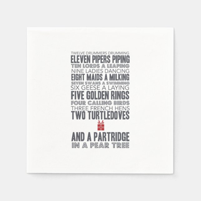 Servilleta De Papel 12 días de Navidades | Roja (Anverso)