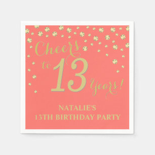 Servilleta De Papel 13.ª Fiesta de Cumpleaños Coral y Toallas de Diama