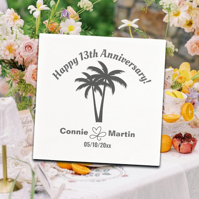 Servilleta De Papel 13th Wedding Anniversary Palm Trees (Subido por el creador)