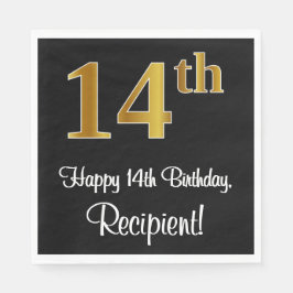 Servilleta De Papel 14 cumpleaños ~ Elegante lujoso Faux Gold Look #