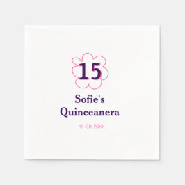 Servilleta De Papel 15.ª quinceañera feliz cumpleaños púrpura rosa