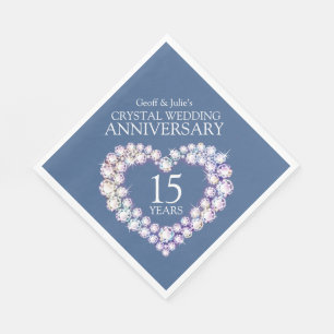 Servilleta De Papel 15.º Boda Aniversario personalizado de cristal de