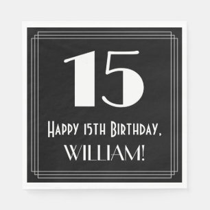 Servilleta De Papel 15 Aniversario ~ Art Deco Inspirado Aspecto "15", 