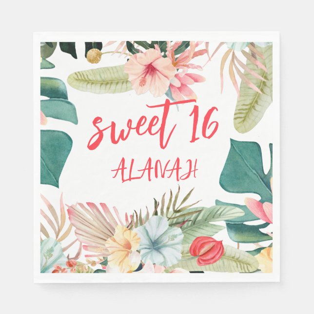 Servilleta De Papel 16 Aniversario del Tropical Hawaiano (Anverso)