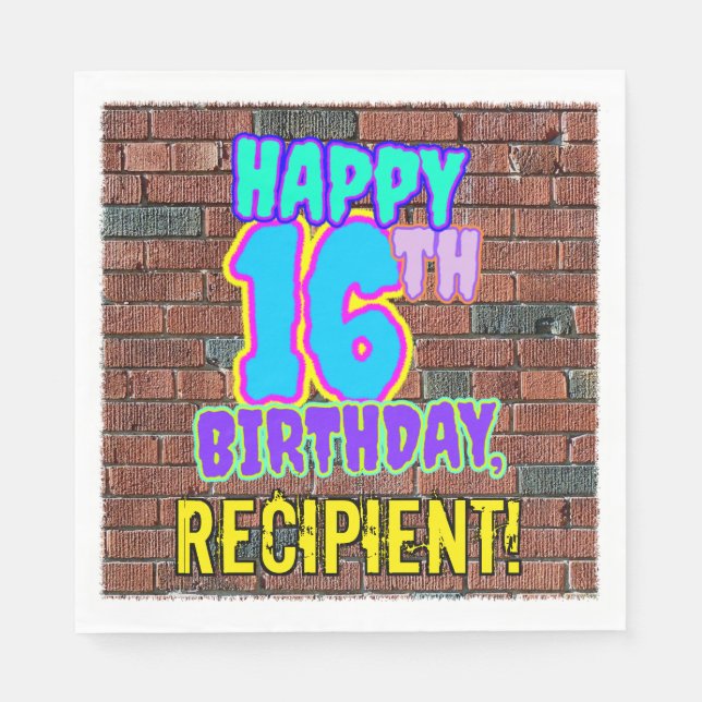 Servilleta De Papel 16 cumpleaños ~ Diversión, graffiti urbano inspira (Anverso)