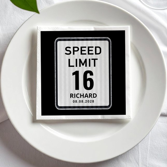 Servilleta De Papel 16th Birthday Speed Limit Sign - ANY AGE Napkins (Subido por el creador)
