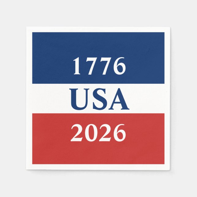 Servilleta De Papel 1776 USA 2026 Red White and Blue Patriotic (Anverso)