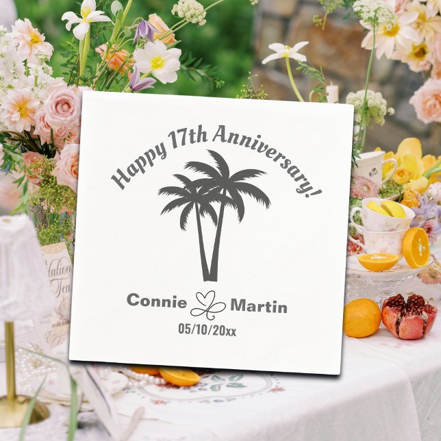 Servilleta De Papel 17.º Aniversario Boda Palm Trees (Subido por el creador)