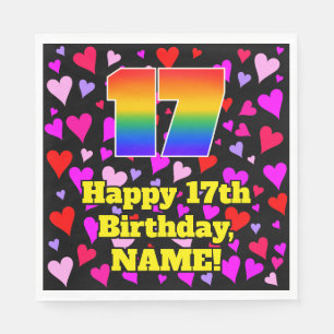 Servilleta De Papel 17.º cumpleaños: Patrón de corazón amoroso, ar
