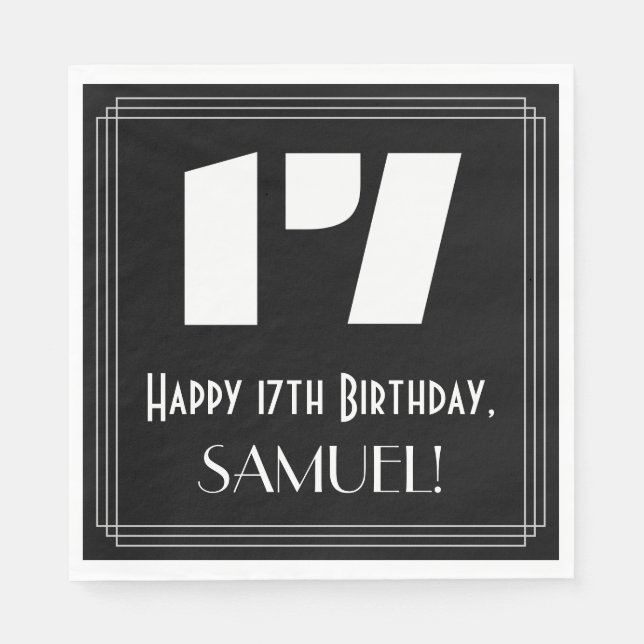 Servilleta De Papel 17 Aniversario: Aspecto inspirado en el Art Deco " (Anverso)