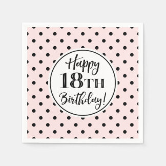 Servilleta De Papel 18.º cumpleaños Ropa de puntos negros rosados