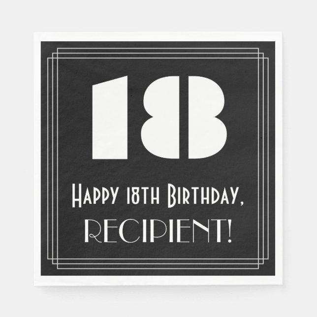 Servilleta De Papel 18 Aniversario: Aspecto inspirado en el Art Deco " (Anverso)