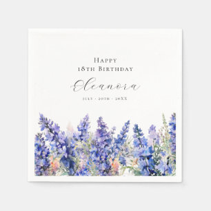 Servilleta De Papel 18 Aniversario Julio Personalizado de Larkspur Flo