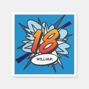 Servilleta De Papel 18 Libro de cómics retro de la diversión de cumple