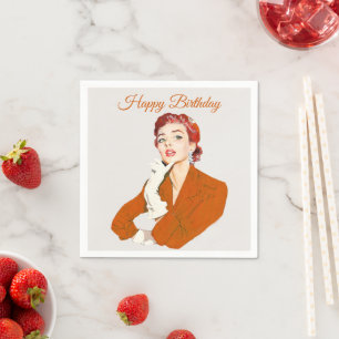 Servilleta De Papel 1950 Guantes Blancos Vintage Feliz cumpleaños