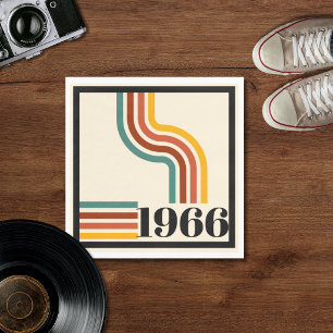 Servilleta De Papel 1966 Cumpleaños 60 Aniversario Retro Rayas Vintage