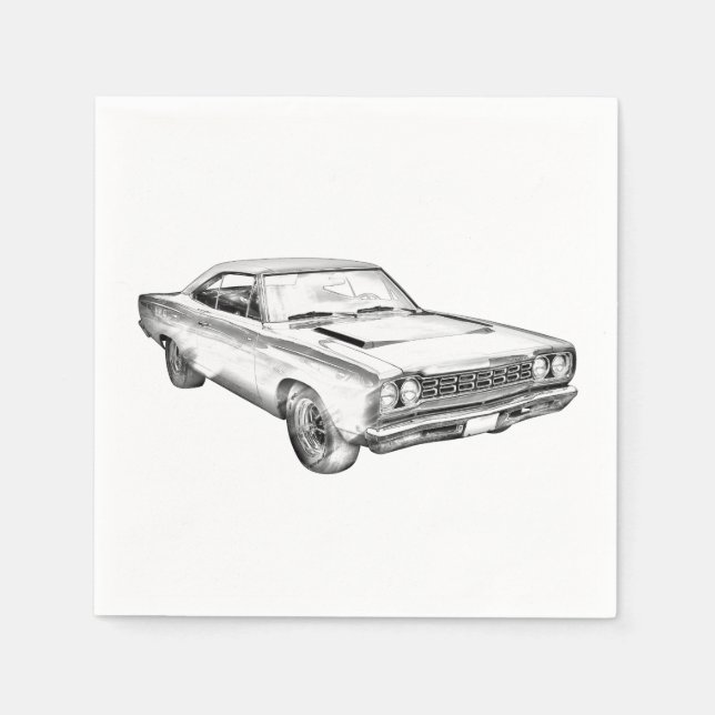 Servilleta De Papel 1968 Plymouth Roadrunner Ilustracion de coche musc (Anverso)