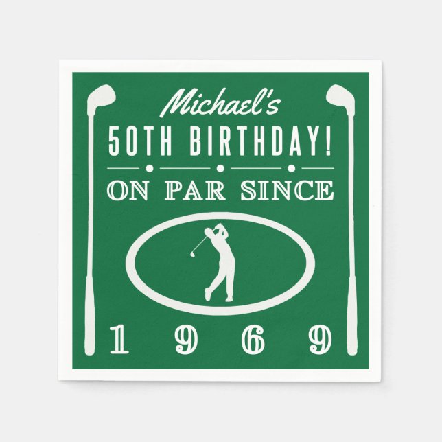Servilleta De Papel 1969 50 cumpleaños para los golfistas (Anverso)