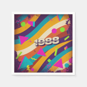 Servilleta De Papel 1988- Neon Geometric de la vendimia retro de los a