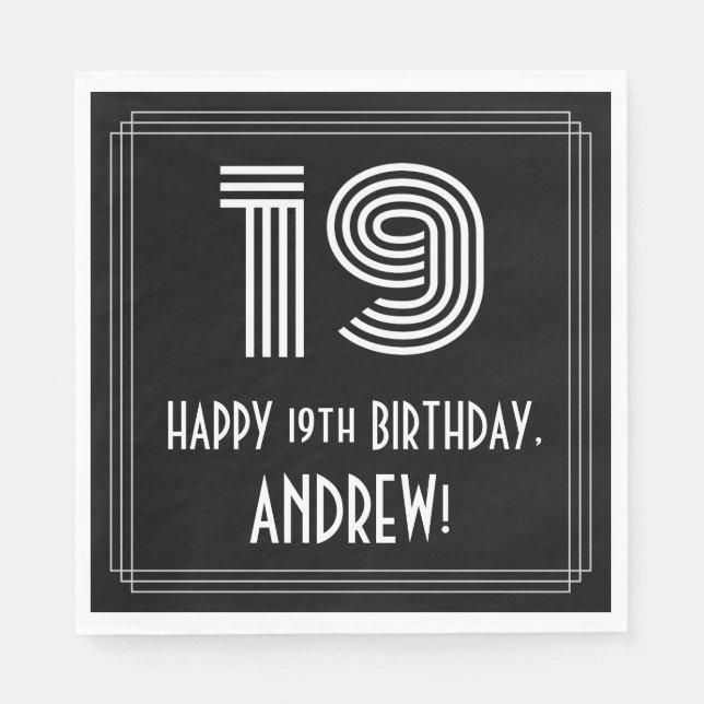 Servilleta De Papel 19.º cumpleaños: Aspecto inspirado en el Art Deco  (Anverso)