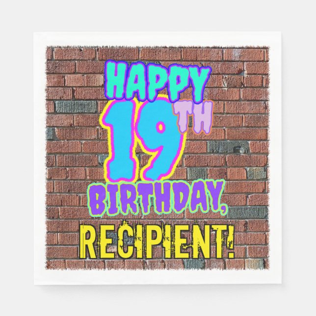 Servilleta De Papel 19 cumpleaños ~ Diversión, graffiti urbano inspira (Anverso)