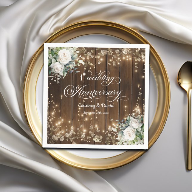 Servilleta De Papel 1.ᵉʳ Aniversario Boda Luces de cuerdas rusas (Subido por el creador)