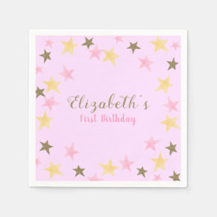 Servilleta De Papel 1.ᵉʳ Chica Rosa de Estrella Pequeña