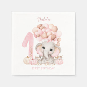 Servilleta De Papel 1.ᵉʳ Cumpleaños Cute Elephant Cae Chicas Papeles