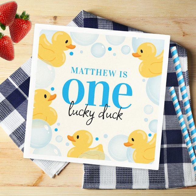 Servilleta De Papel 1.ᵉʳ cumpleaños, el Fiesta azul del pato afortunad (Subido por el creador)