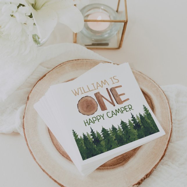 Servilleta De Papel 1.ᵉʳ cumpleaños Rústico Un Camper Feliz (Subido por el creador)