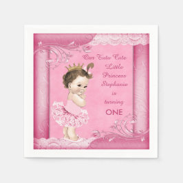 Servilleta De Papel 1.ᵉʳ cumpleaños Tutu Cute Brunette Princess Faux L